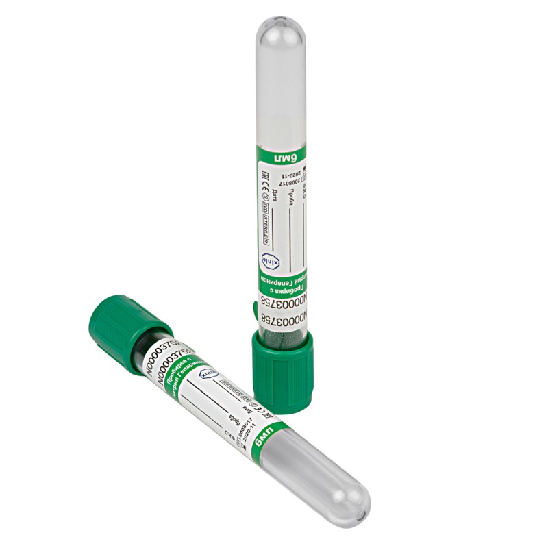 Пробирка вакуумная VacPlus с натрий-гепарином (NaHe) (зеленая)